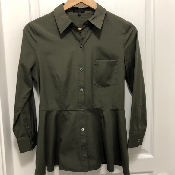 Theory Button-Up Peplum Top - Size S - Picture 1 of 9